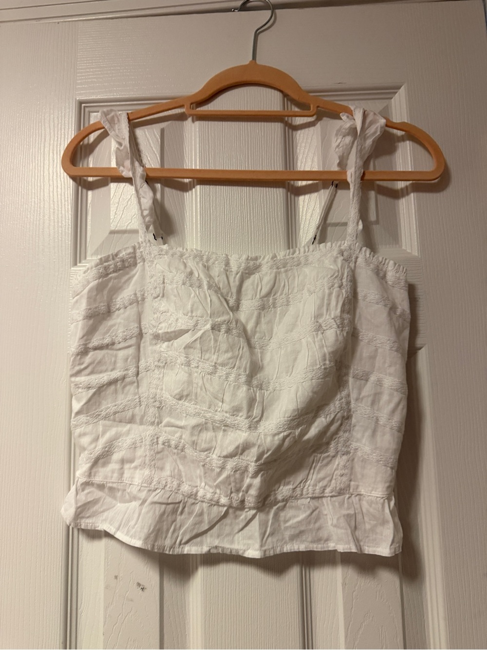 Abercrombie White Smocked Tie-Strap Tank Top